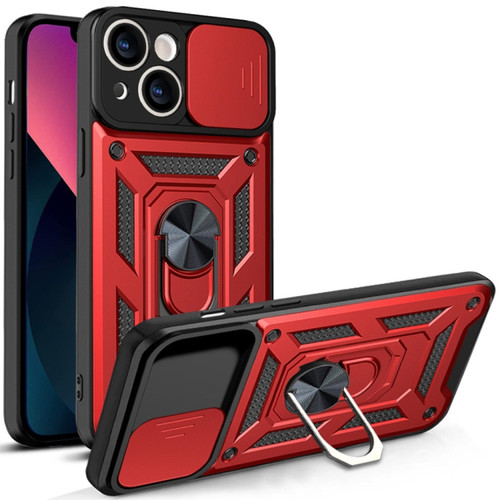 Elite Series Hybrid Case with Ring Grip and Camera Lens Cover for iPhone 15 Plus - Red