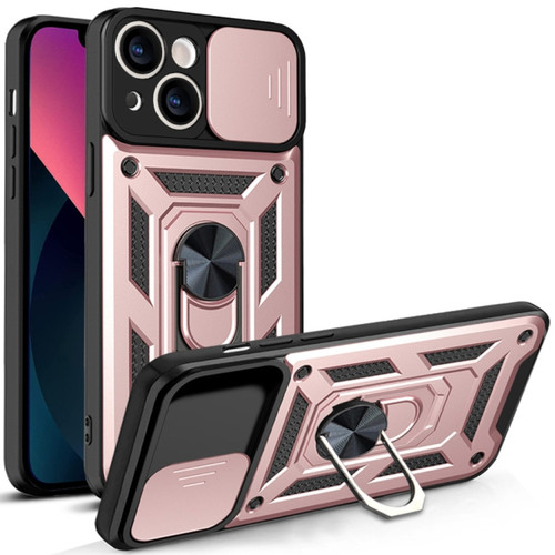Elite Series Hybrid Case with Ring Grip and Camera Lens Cover for iPhone 15 - Rose Gold