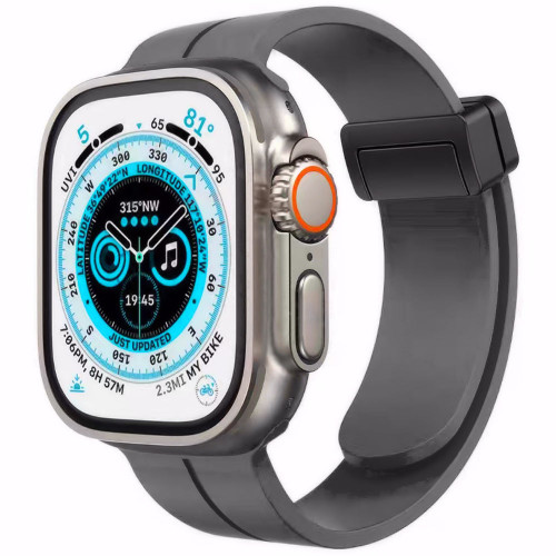 Premium Silicone Band with Magnetic Buckle for Apple Watch 49mm / 45mm / 44mm / 42mm - Grey