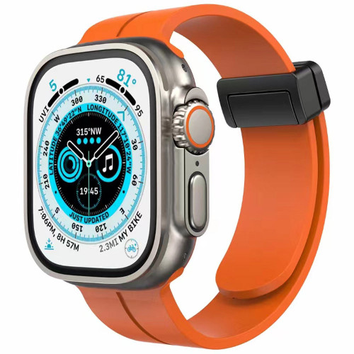 Premium Silicone Band with Magnetic Buckle for Apple Watch 49mm / 45mm / 44mm / 42mm - Orange