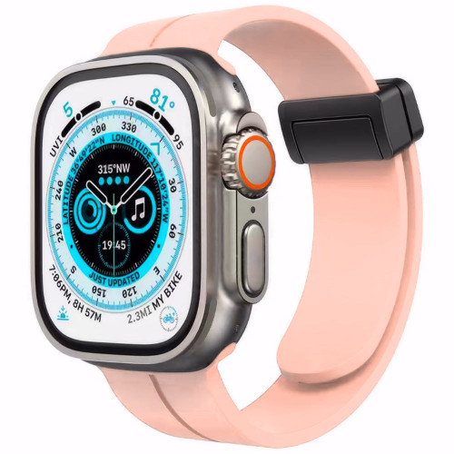 Premium Silicone Band with Magnetic Buckle for Apple Watch 49mm / 45mm / 44mm / 42mm - Rose Gold