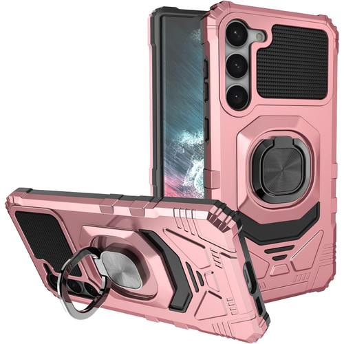 Robotic Series Hybrid Case with Ring Grip for Samsung Galaxy S23 FE - Rose Gold