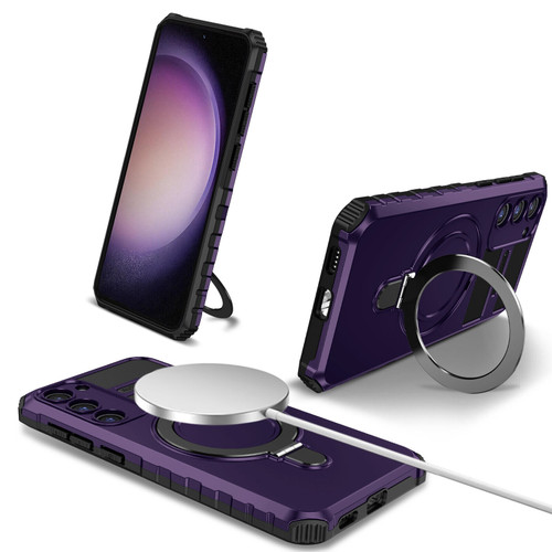 Hybrid Armor Case with MagSafe Magnetic Ring for Samsung Galaxy S23 FE - Purple