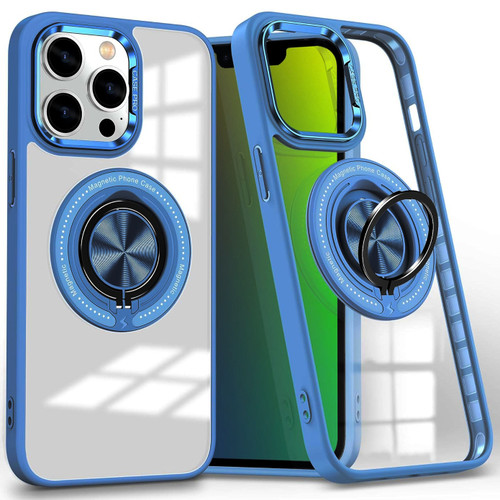 Tough Shield Crystal Case with MagSafe Ring Holder for iPhone 15 Pro - Blue
