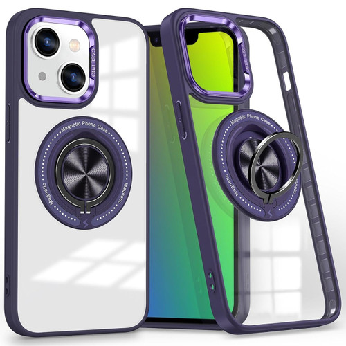 Tough Shield Crystal Case with MagSafe Ring Holder for iPhone 15 - Purple