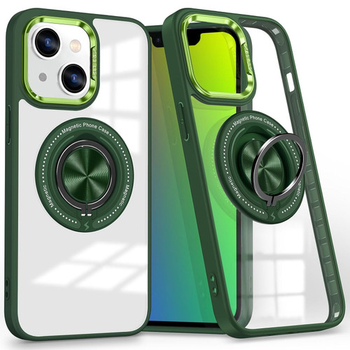 Tough Shield Crystal Case with MagSafe Ring Holder for iPhone 15 Plus - Green