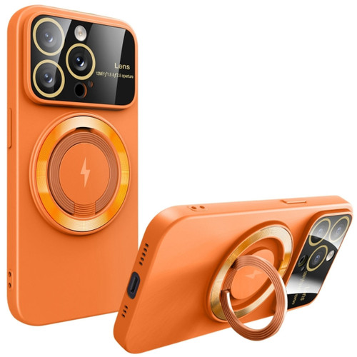 Fit TPU Case with MagSafe Ring Holder and Camera Lens Protector for iPhone 15 Pro - Orange