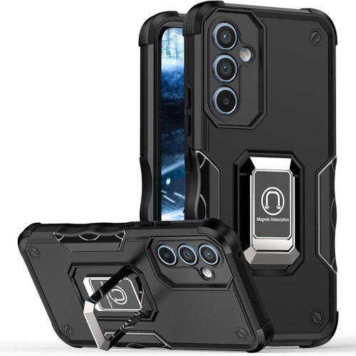 Military Grade Shockproof Hybrid Armor Case with Ring Grip for Samsung Galaxy S23 FE - Black