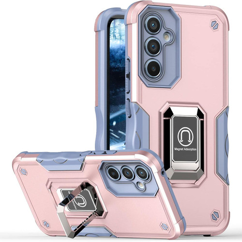 Military Grade Shockproof Hybrid Armor Case with Ring Grip for Samsung Galaxy S23 FE - Rose Gold