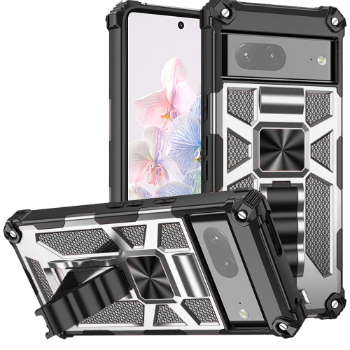 Military Grade Tough Ultra Rugged Hybrid Case for Google Pixel 8 - Silver