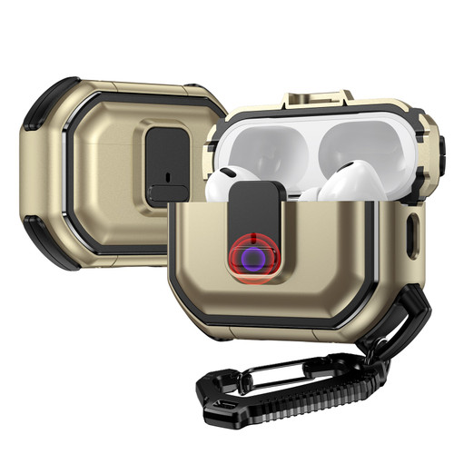 Rugged Protective Case with Secure Lock Clip for AirPods Pro (1st Generation) - Gold