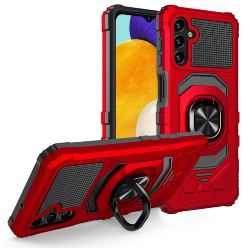 Military Grade Robotic Series Hybrid Case with Ring Grip for Samsung Galaxy A15 5G - Red