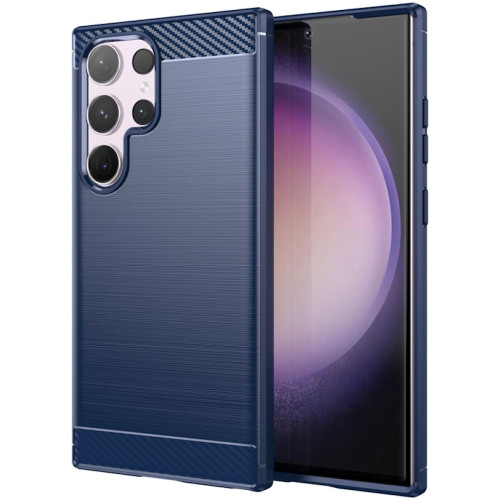 Brushed Metal Design TPU Case for Samsung Galaxy S24 Ultra - Blue