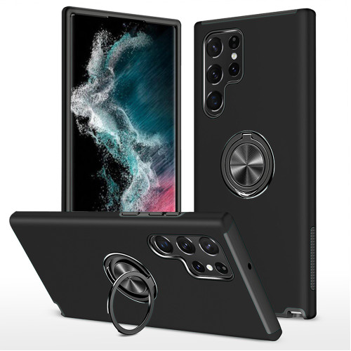 360 Rotating Ring Grip Hybrid Case for Samsung Galaxy S24 Ultra - Black