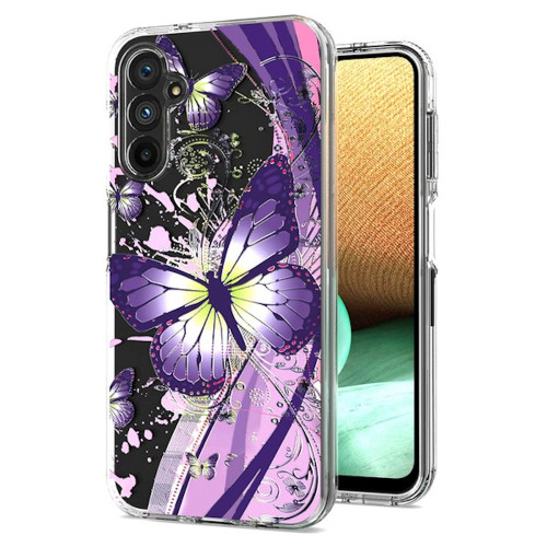 Butterfly Series Dual Layer Transparent Hybrid Case for Samsung Galaxy S24 Plus - Purple Pink