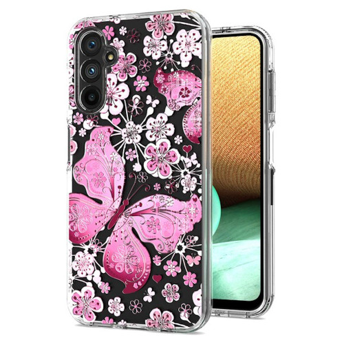 Butterfly Series Dual Layer Transparent Hybrid Case for Samsung Galaxy S24 - Pink