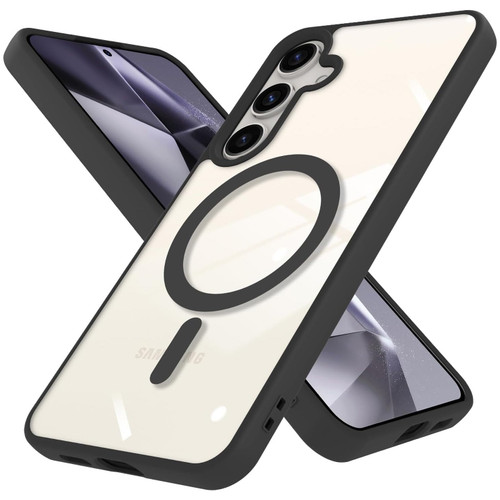 Acrylic Transparent Case with MagSafe Magnetic Ring for Samsung Galaxy S24 Plus - Black
