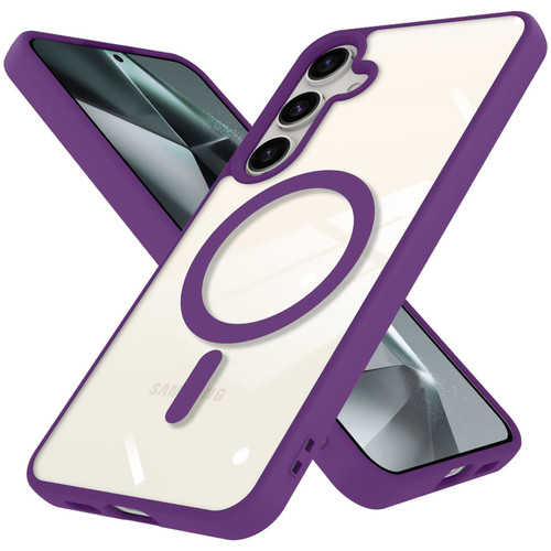 Acrylic Transparent Case with MagSafe Magnetic Ring for Samsung Galaxy S24 Plus - Purple