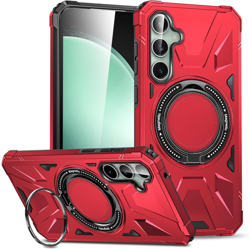 Military Grade TUFF Case with MagSafe Magnetic Rotating Ring Stand for Samsung Galaxy S24 - Red