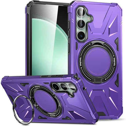 Military Grade TUFF Case with MagSafe Magnetic Rotating Ring Stand for Samsung Galaxy S24 - Purple