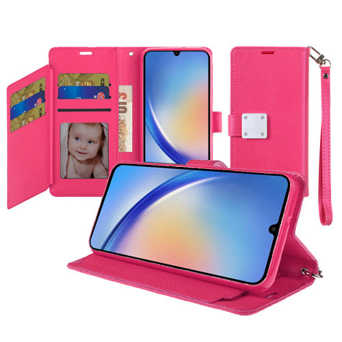 Extra Series Essential Leather Wallet Stand Case for Samsung Galaxy A25 5G - Pink