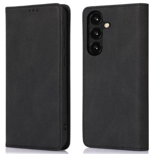 Leather Folio Wallet Case for Samsung Galaxy S24 - Black