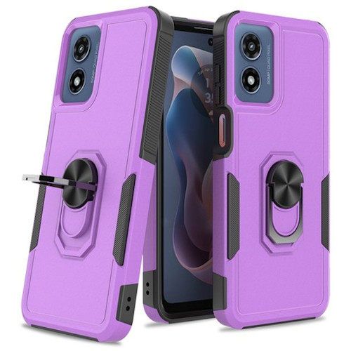 Military Grade TUFF Shockproof Hybrid Armor Case with Ring Grip for Motorola Moto G Play 2024 - Purple