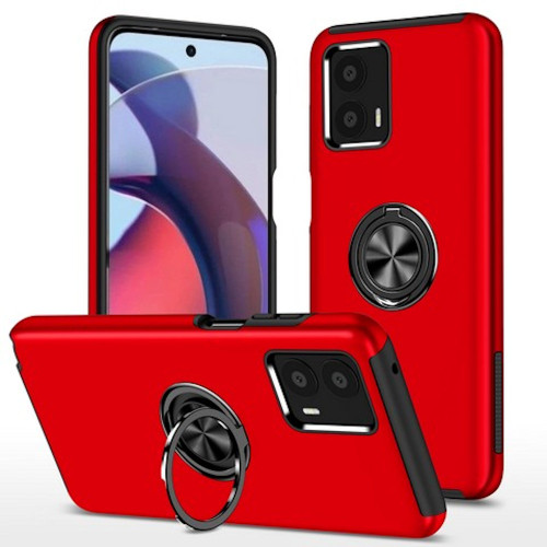 Military Grade 360 Rotating Ring Grip Hybrid Case for Motorola Moto G Power 5G 2024 - Red