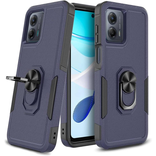 Military Grade TUFF Shockproof Hybrid Armor Case with Ring Grip for Motorola Moto G Power 5G 2024 - Blue