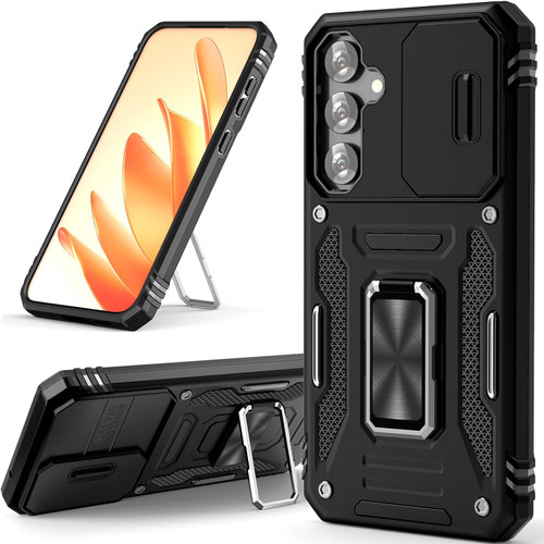 Military Grade Ring Holder Case with Camera Lens Cover for Samsung Galaxy A35 5G - Black