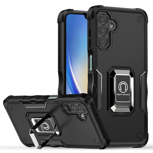 Military Grade Shockproof Hybrid Armor Case with Ring Grip for Samsung Galaxy A35 5G - Black