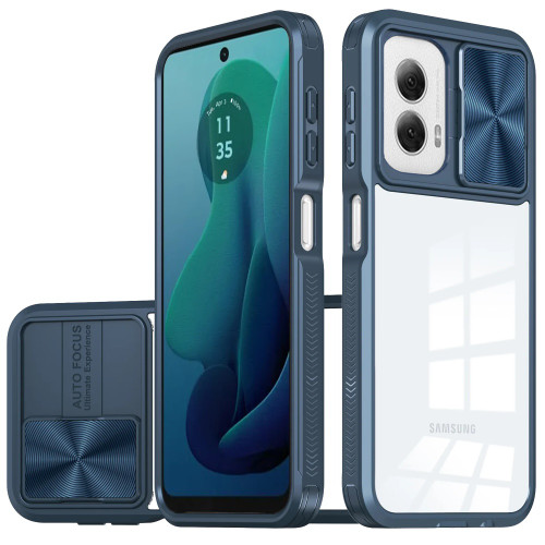HD Transparent Case with Camera Privacy Cover for Motorola Moto G 5G 2024 - Blue