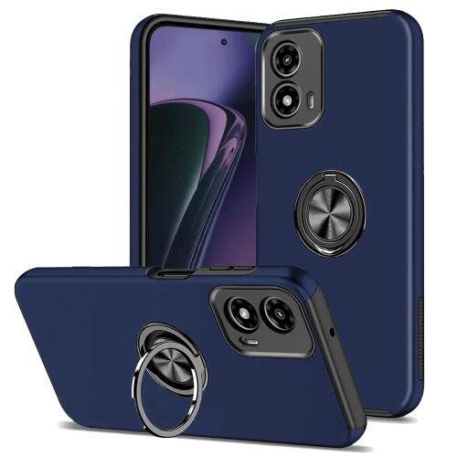 Military Grade 360 Rotating Ring Grip Hybrid Case for Motorola Moto G Stylus 5G 2024 - Blue