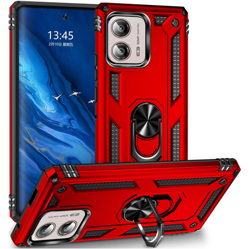 Military Grade Hybrid Case with Ring Grip for Motorola Moto G Stylus 5G 2024 - Red