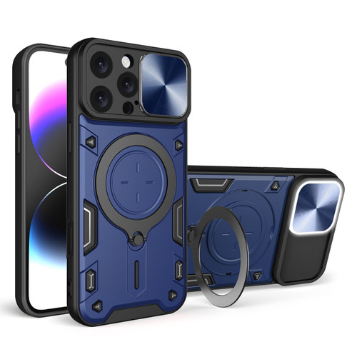 Superior Series Hybrid Case with MagSafe Ring Stand and Camera Lens Cover for iPhone 16 Pro Max - Blue