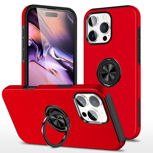 360 Rotating Ring Grip Hybrid Case for iPhone 16 Pro - Red