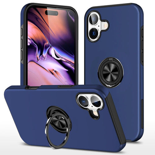 360 Rotating Ring Grip Hybrid Case for iPhone 16 Plus - Blue