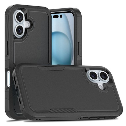 Military Grade TUFF Hybrid Armor Case for iPhone 16 - Black