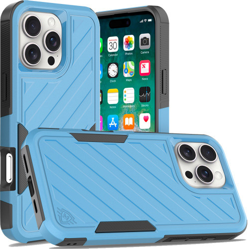Military Grade Noble Hybrid Armor Case for iPhone 16 Pro Max - Sky Blue