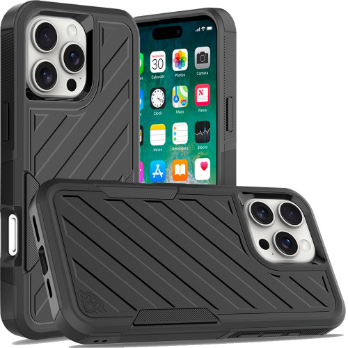 Military Grade Noble Hybrid Armor Case for iPhone 16 Pro - Black
