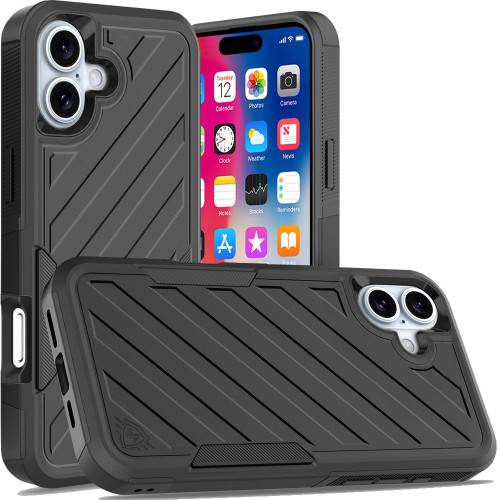 Military Grade Noble Hybrid Armor Case for iPhone 16 Plus - Black