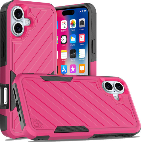 Military Grade Noble Hybrid Armor Case for iPhone 16 Plus - Hot Pink