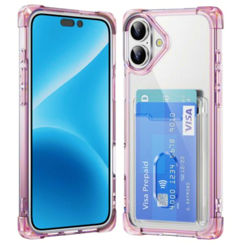 Vivid Hybrid Case with Card Slot for iPhone 16 Plus - Pink