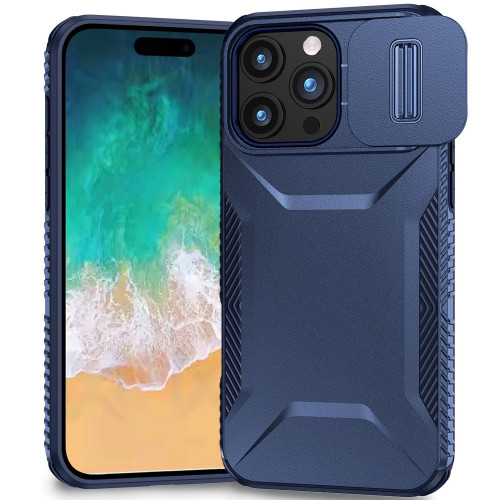 Combat Tough Series Hybrid Case with Camera Lens Cover for iPhone 16 Pro - Blue