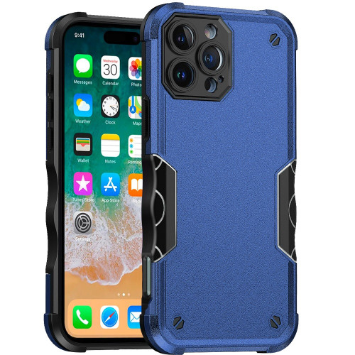 Military Grade Shockproof Hybrid Armor Case for iPhone 16 Pro Max - Blue