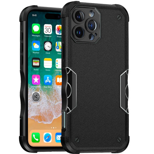 Military Grade Shockproof Hybrid Armor Case for iPhone 16 Pro - Black