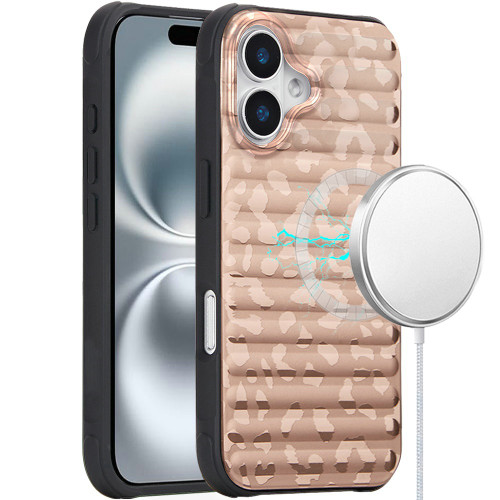 Hump Series MagSafe Case for iPhone 16 - Leopard Rose Gold