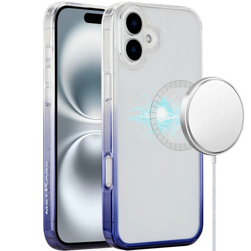 Perfect Crystal Clear MagSafe Case for iPhone 16 - Gradient Blue