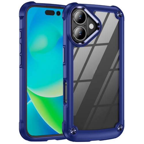 Military Grade Tough Shield Snap-on Transparent Case for iPhone 16 - Blue