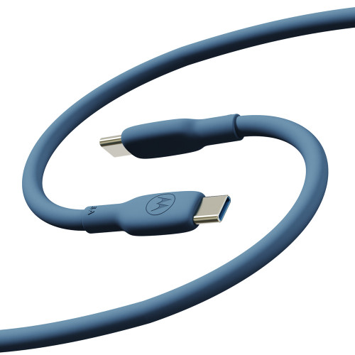 Motorola TurboPower Silicone 100W 5A USB-C to USB-C Cable 6.6ft - Blue